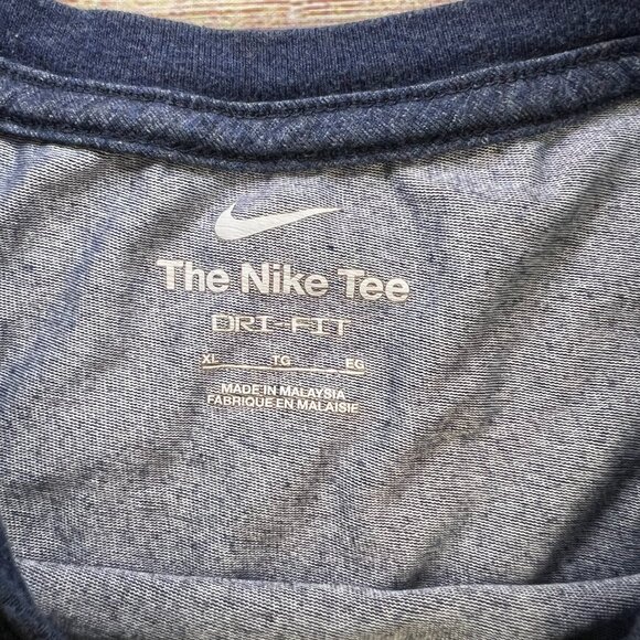 Nike Dri-FIT Men's Short Sleeve Athletic T-Shirt XL Navy Blue Heather Workout - Picture 5 of 8